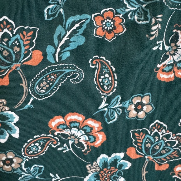 J. Jill Dark Green Floral Paisley A-line Tunic with 3/4 sleeves - Picture 4 of 9